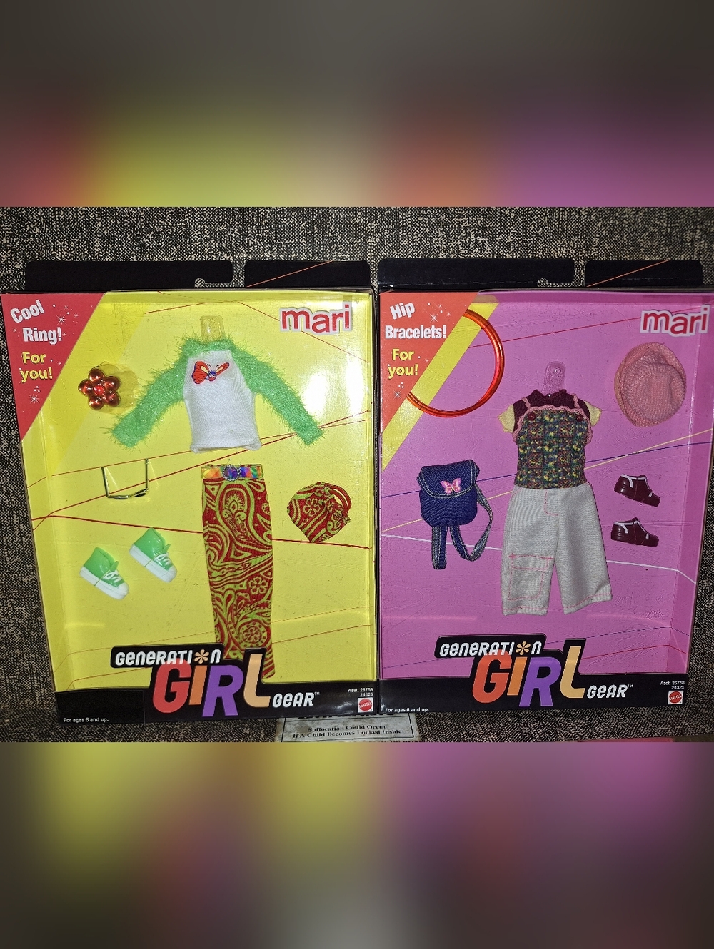 Mari 1999 Generation Girl Doll Outfit Set Of 2 - Lime Green, White & Red Paisley